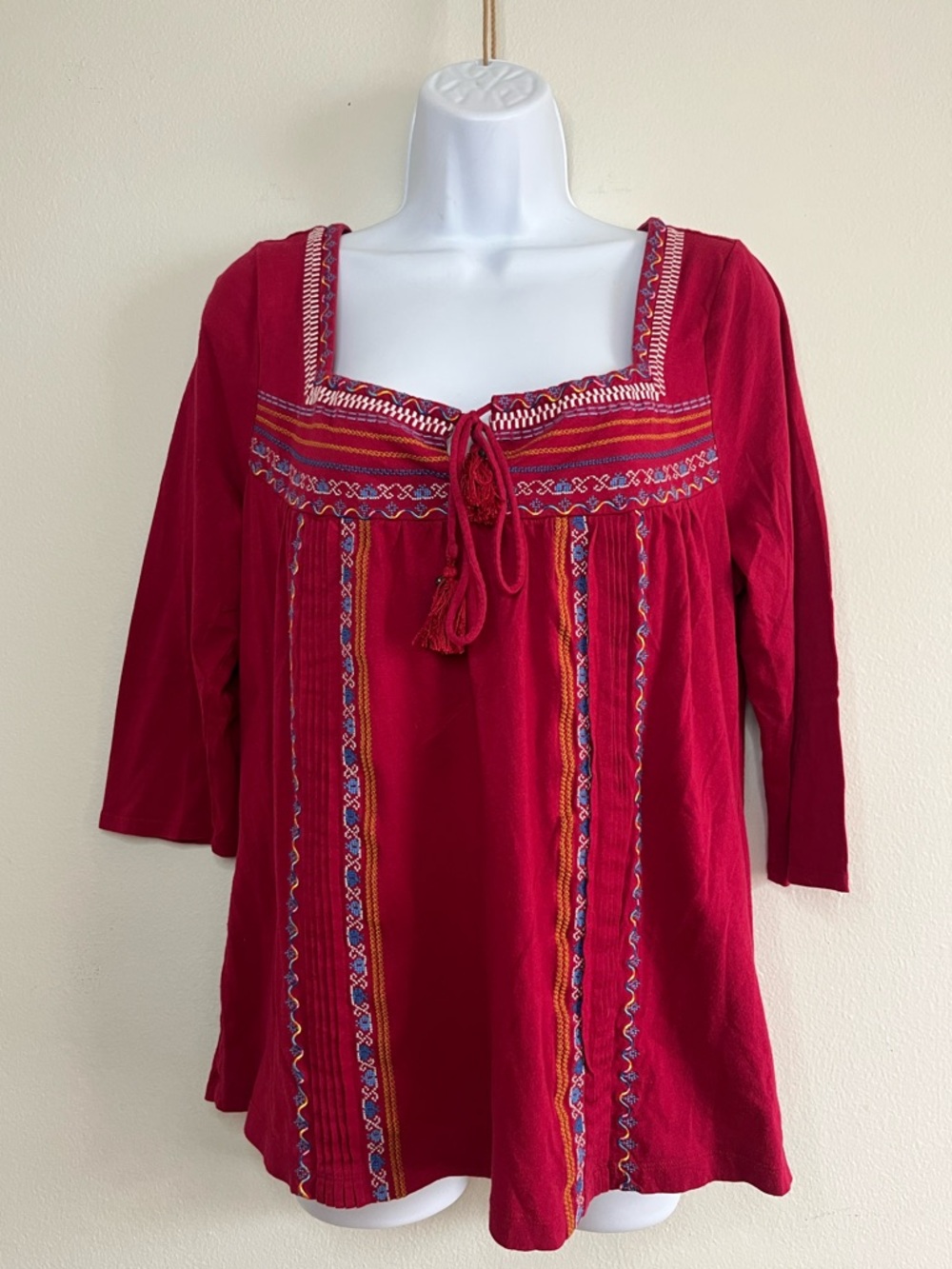 Anthropologie C. Keer Boho Embroidered Top